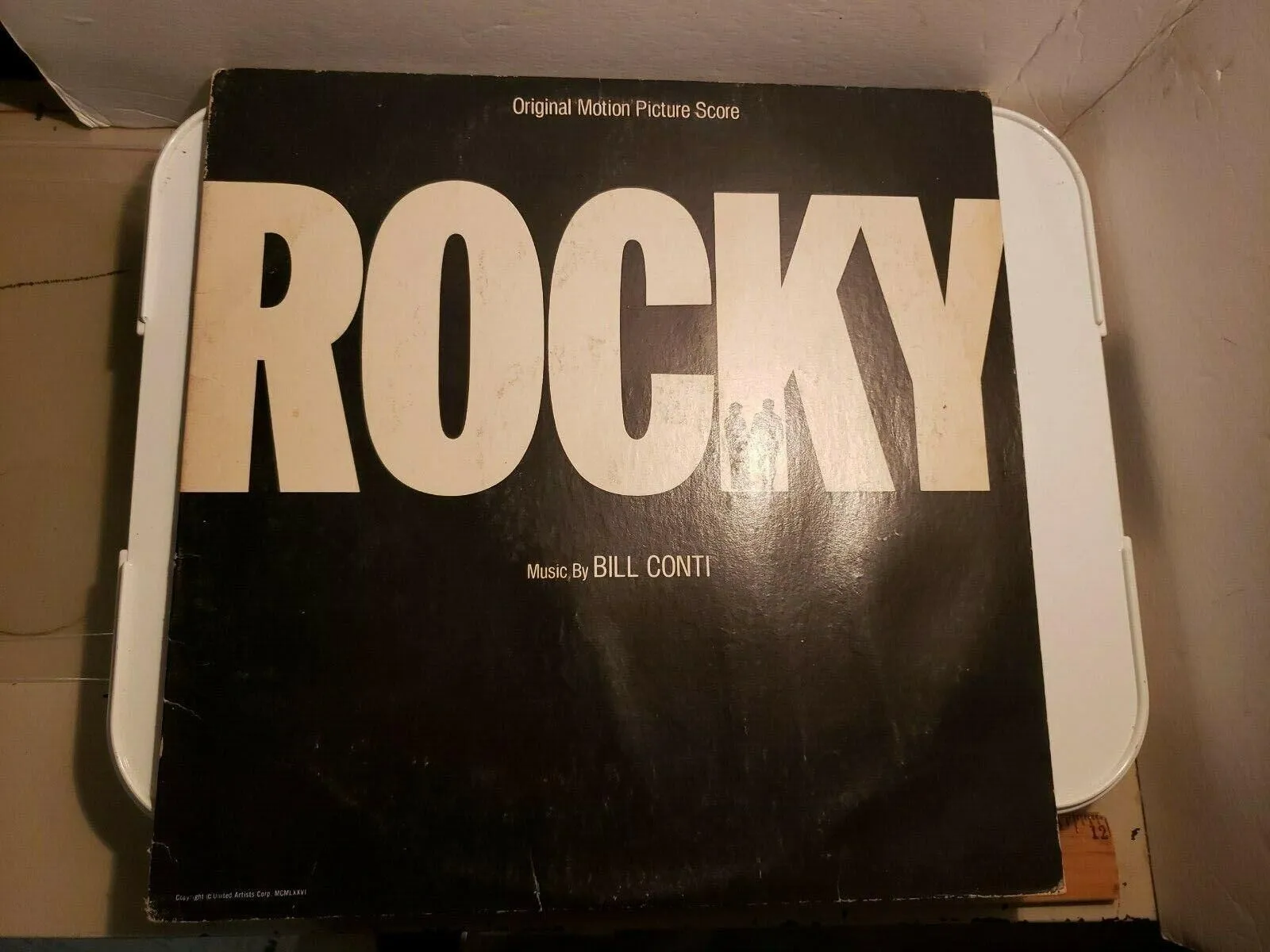 Product image for 1976 Rocky Original Motion Picture Score Vinyl LP UA-LA693-G w/TShirt Order Form - 12 inches - Black - Unsealed - Sountrack - Rocky Original Motion Picture Soundtrack - Vinyl  - very-good-plus--vg--