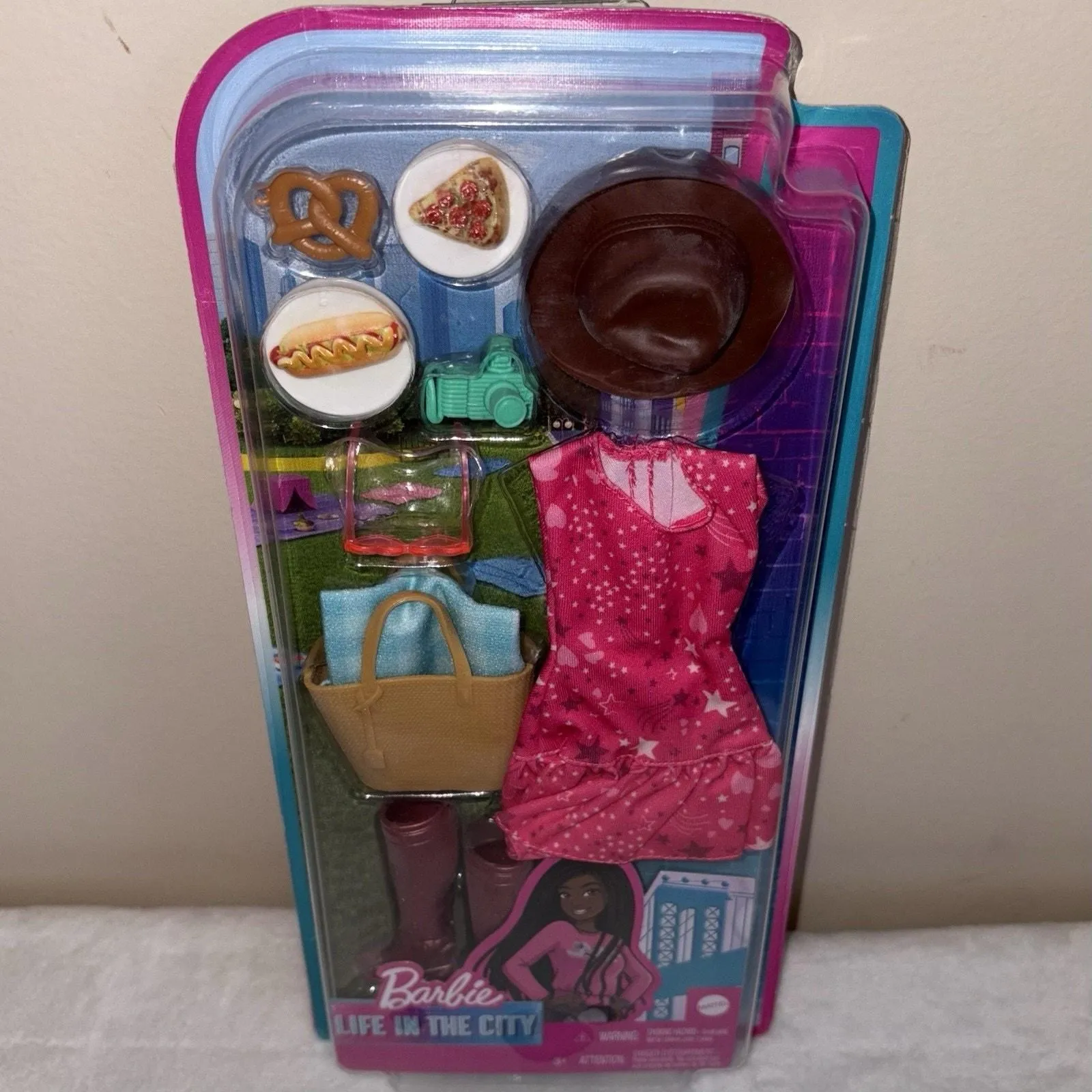 Product image for Barbie Brooklyn Roberts Picnic Fashion Pack Cowboy Hat, Boots, Camera, Dress NEW