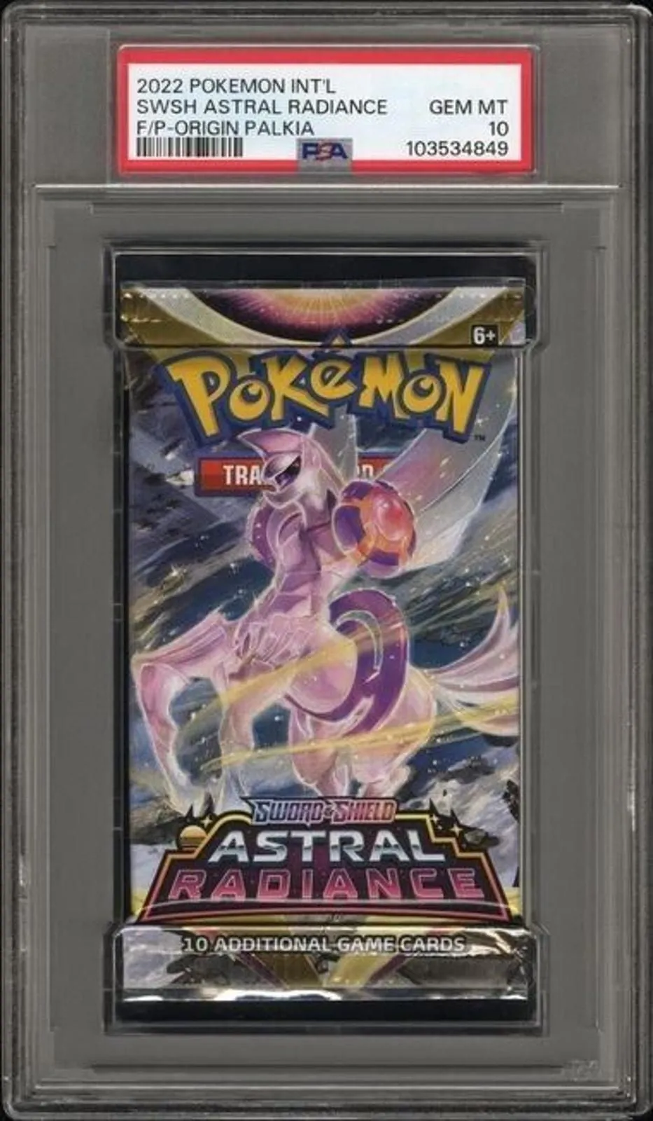 Product image for PSA 10 Gem Mint 2022 Pokemon Astral Radiance Origin Palkia Foil Booster Pack