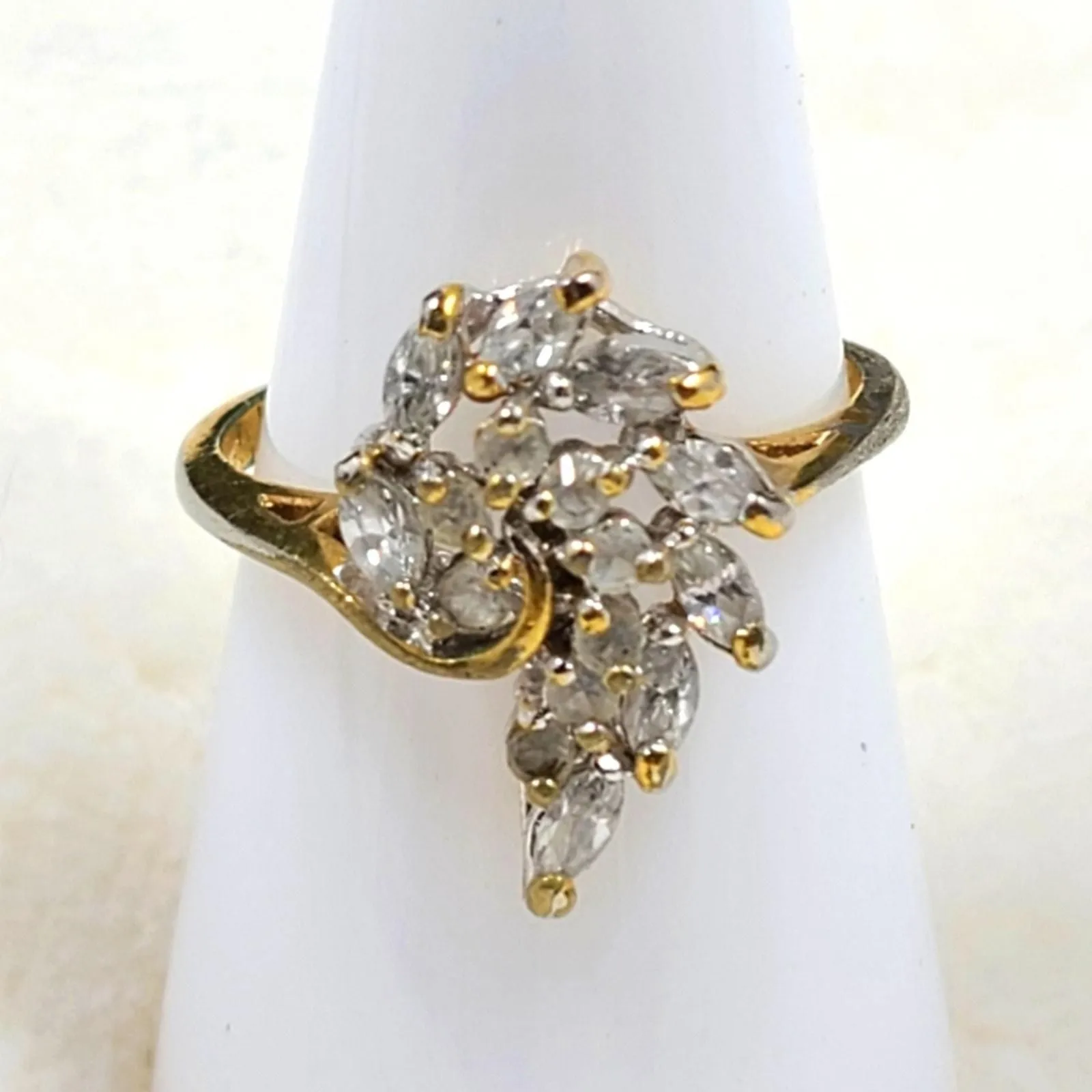 Product image for Gold Tone Cluster Ring With Clear Stones