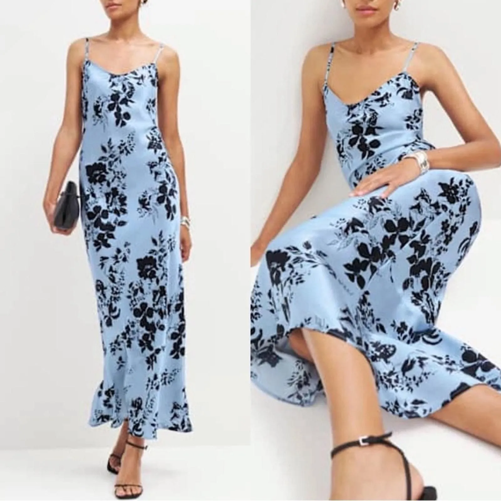 Reformation Parma Beatriz Blue Floral Silk Maxi Dress Size XL - Reformation   Whatnot: Shop, Sell, Connect