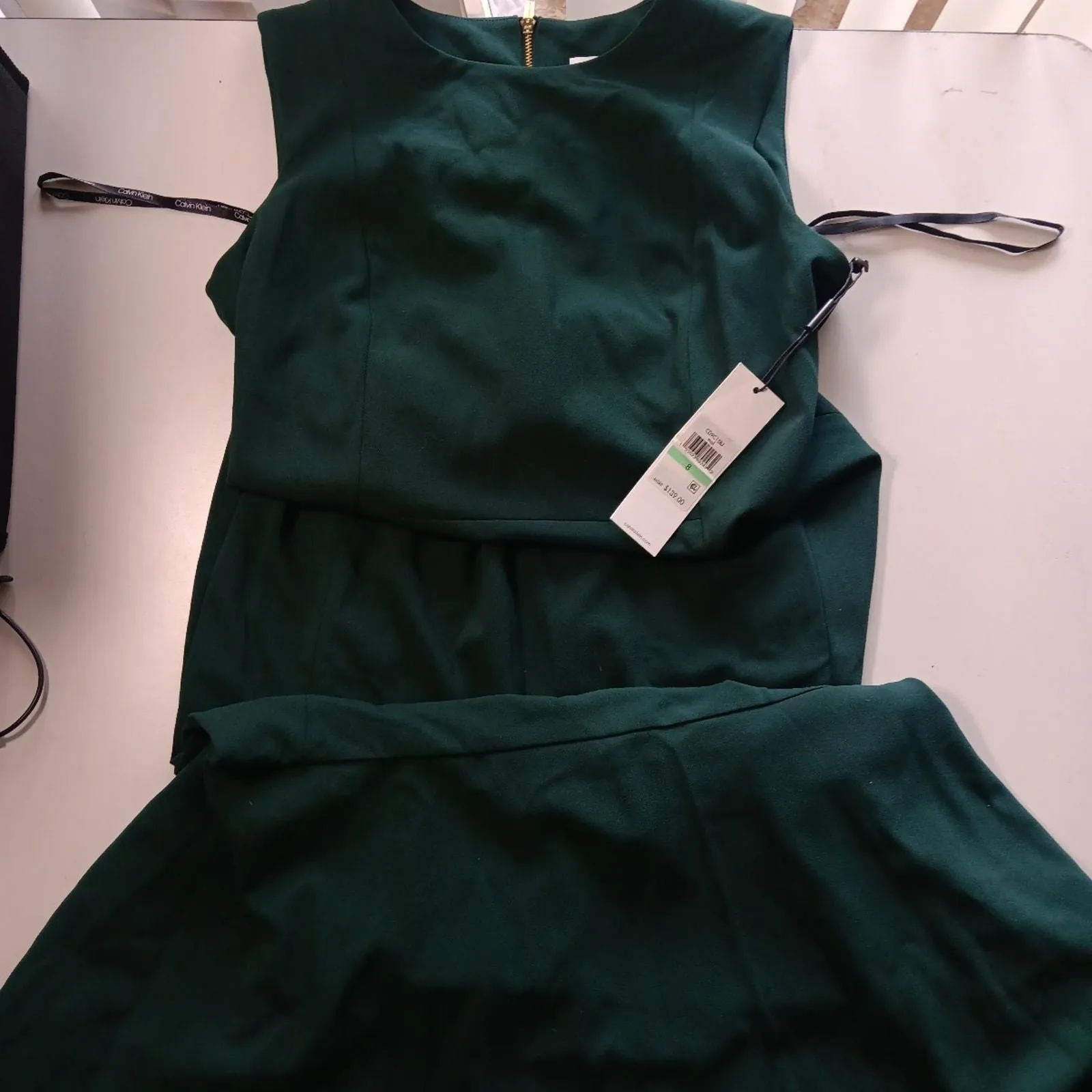 Womens Calvin Klein Ruffle Hem Midi Dress Green Size 8 NWT - Calvin Klein   Whatnot: Shop, Sell, Connect