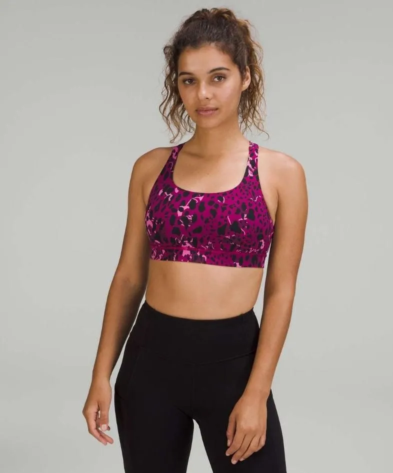 Product image for (6) NWT $58 Lululemon Energy Bra *Medium Support, B–D Cups Cheetah Camo Purple - Lululemon