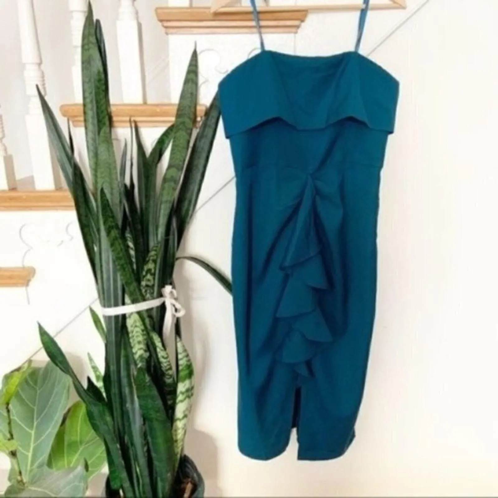 Product image for lumier by bariano teal ruffle front dress L - new-with-tags - Nordstrom
