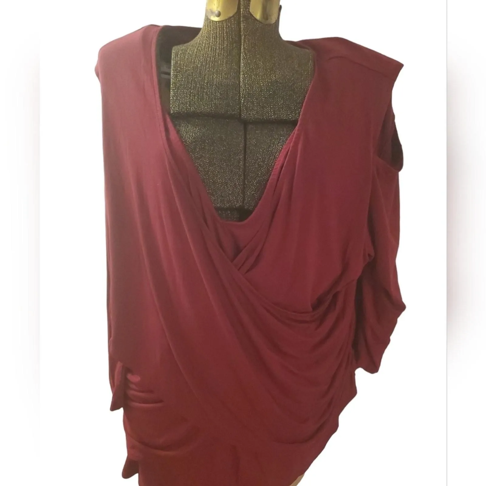 Product image for Catherines Plus size Burgundy Wrap cold shoulder size 3X - pre-owned---good - Catherines