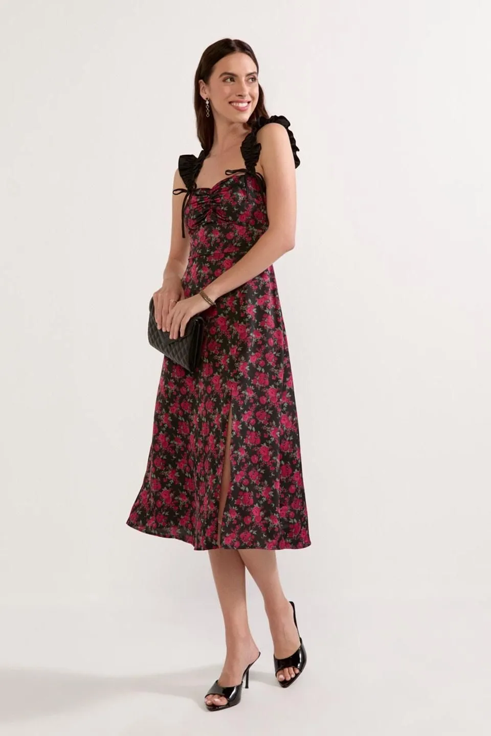Product image for Vintage Vibes Francesca Floral Silky Dress NWT Size Medium Med M beautiful sexy