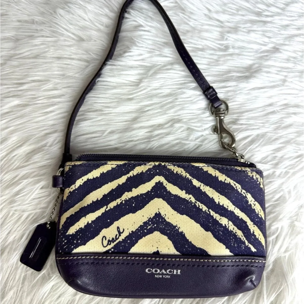 Product image for  COACH Zebra Stripe Marine Wristlet