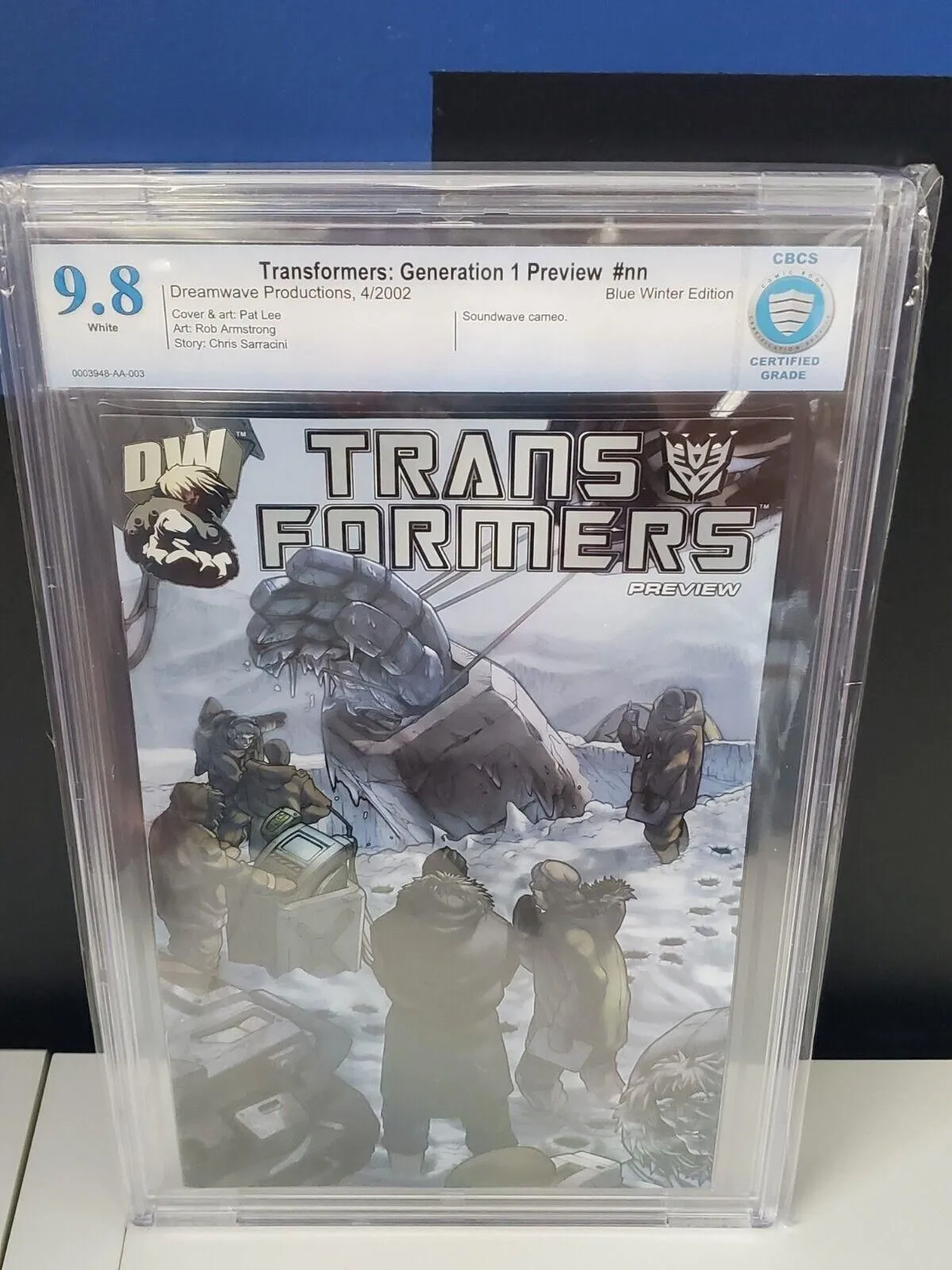 Product image for Transformers: Generation #1 Preview - 9.8 CBCS - Blue Winter Edition - Soundwave Cameo