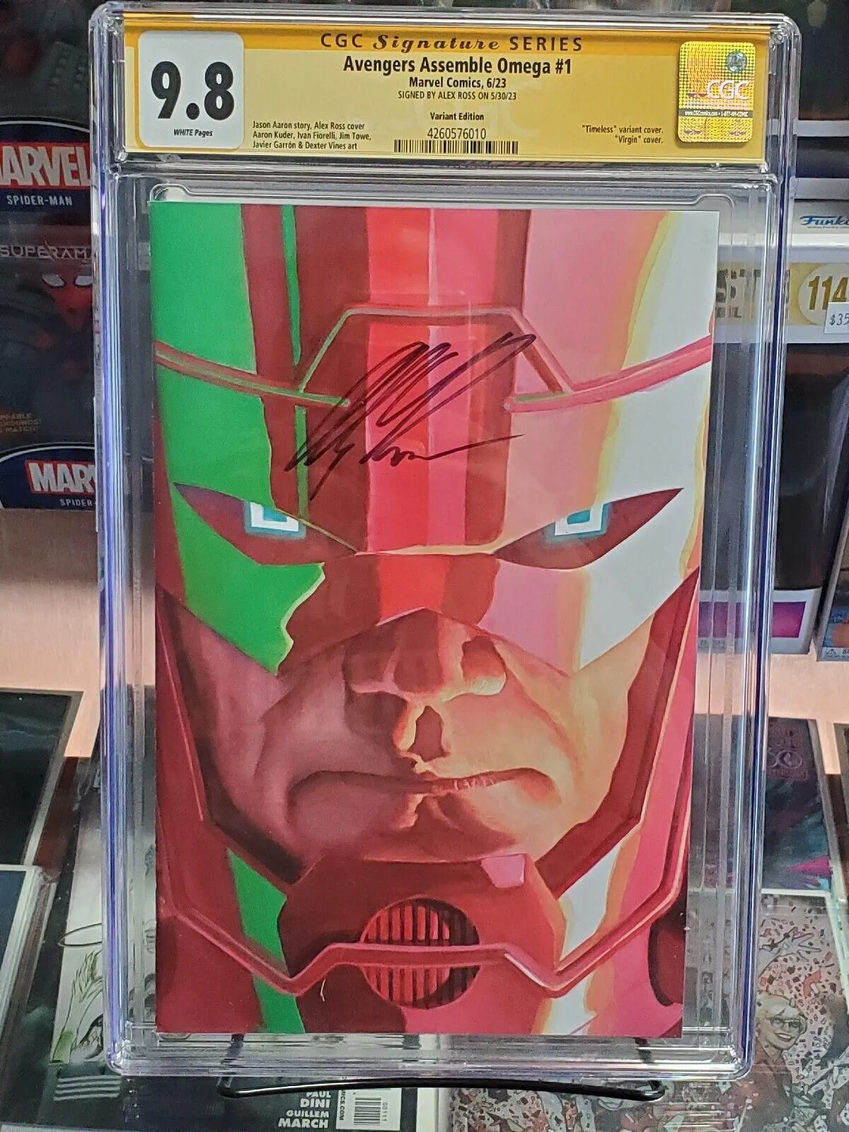Product image for Avengers Assemble Omega #1 - CGC 9.8 - Signed by Alex Ross - Timeless Virgin Variant Cover