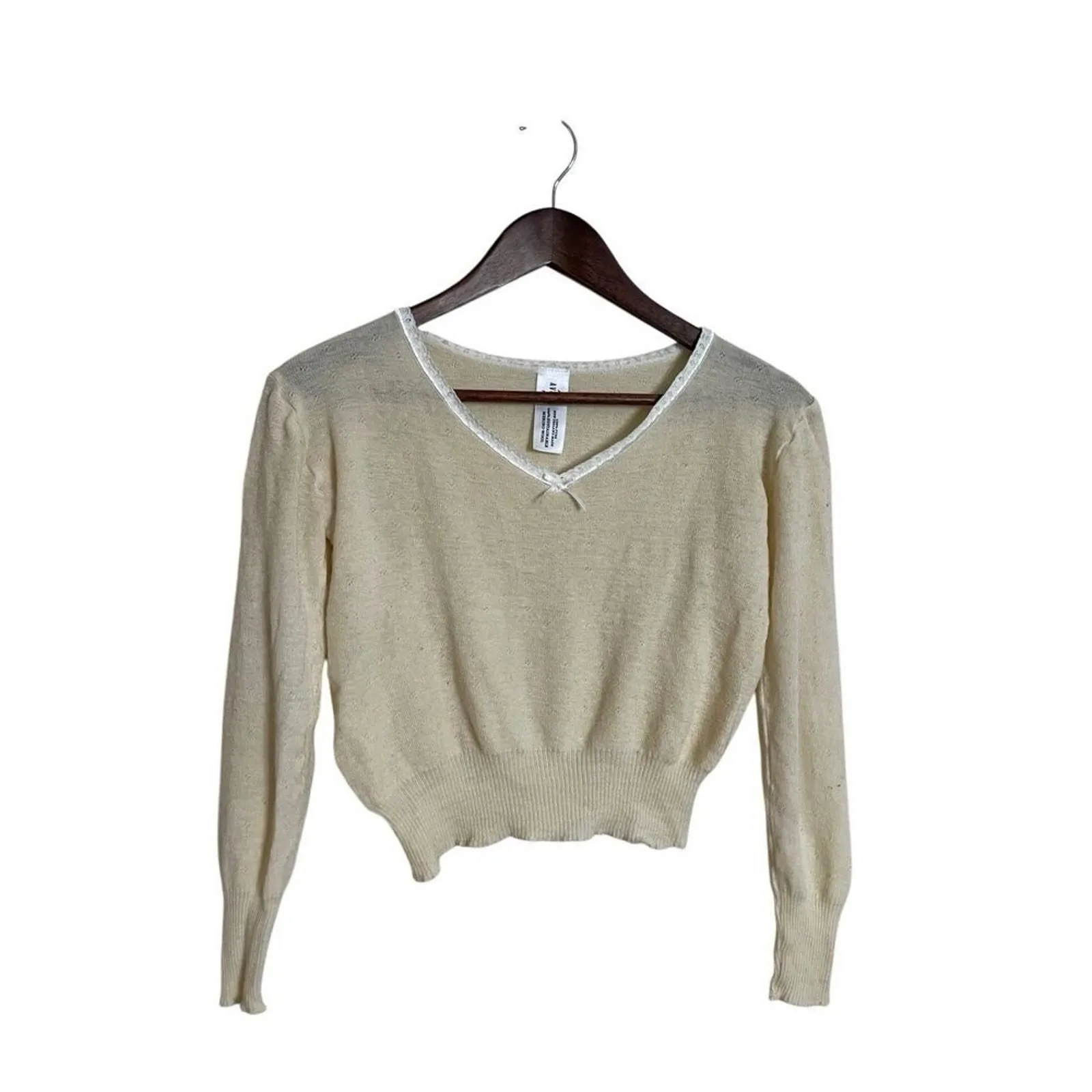 Product image for Avoca Womens Medium 100% Merino Wool Pullover Sweater Tan V Neck Long Sleeve - Avoca