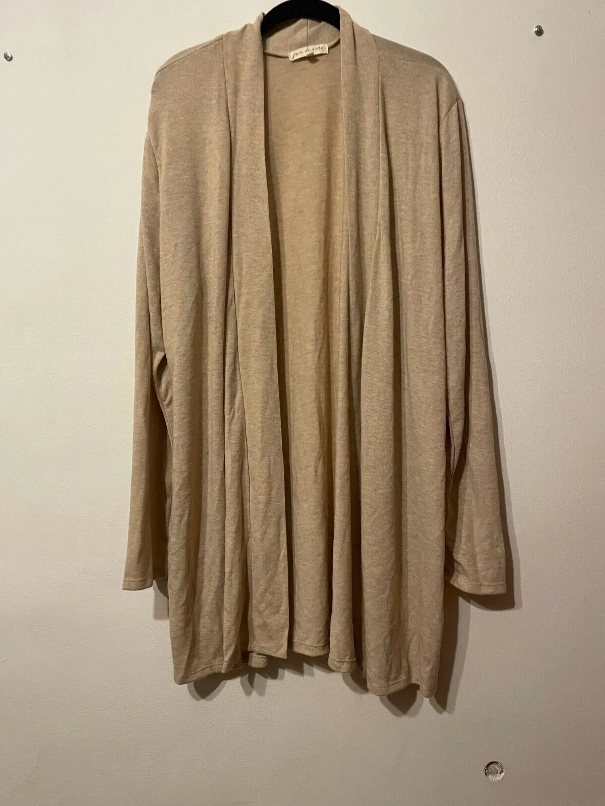 Product image for Joie De Vivre Womens Cardigan Sweater Beige 2X Open Front Knit Long Sleeve - new-without-tags - Joie De Vivre