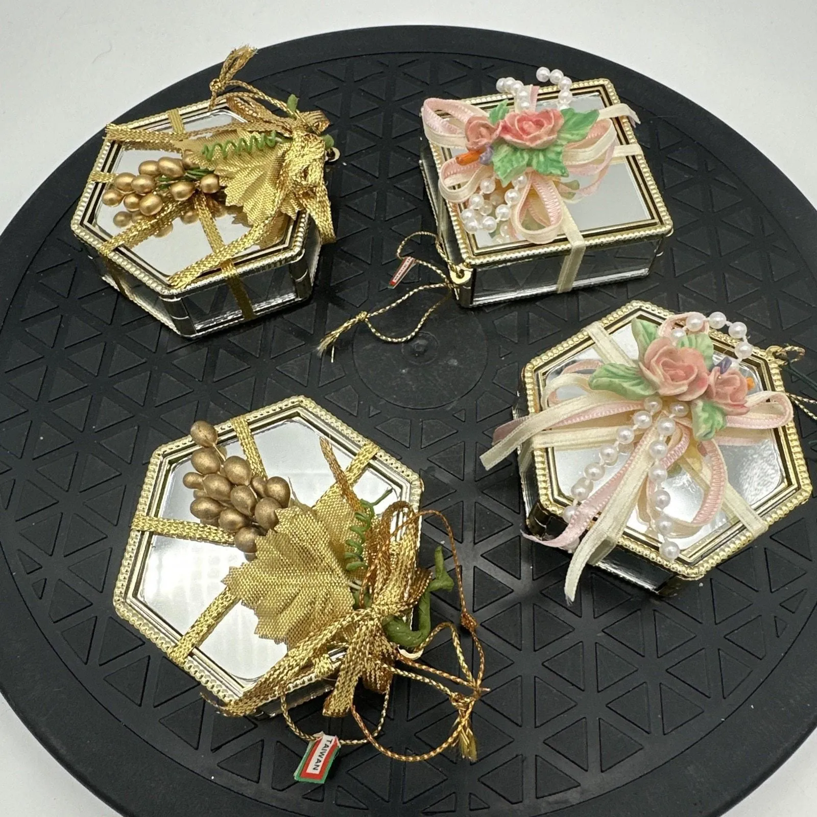 Product image for Vintage Mirrored Christmas Ornaments Set Of 4