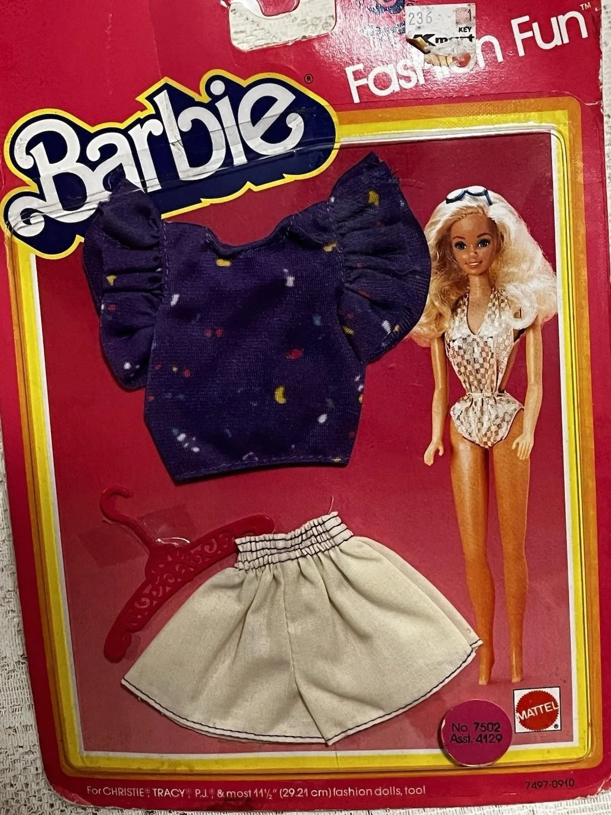 Product image for Vintage 1983 Barbie FASHION FUN Casual Short Outfit for 11.5" Doll_7502_NRFB