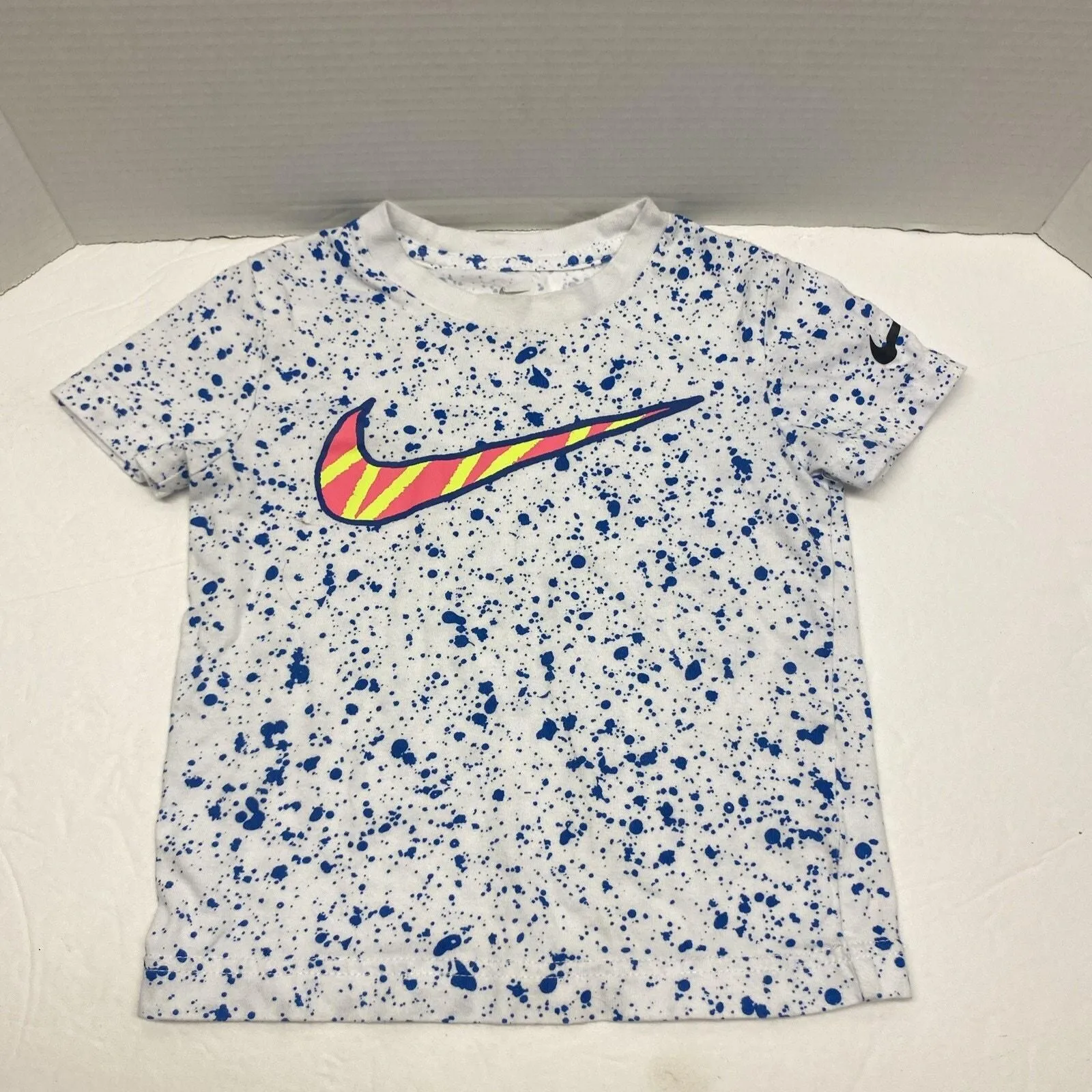 Product image for Nike Little Boys Splatter Print Swoosh Logo Short Sleeve T Shirt White Sz 3T