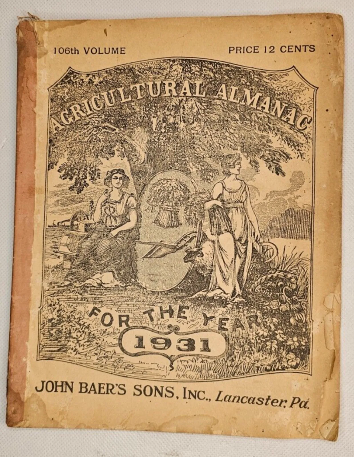 Product image for Antique 1931 John Baer's Sons Lancaster, PA Agricultural Almanac