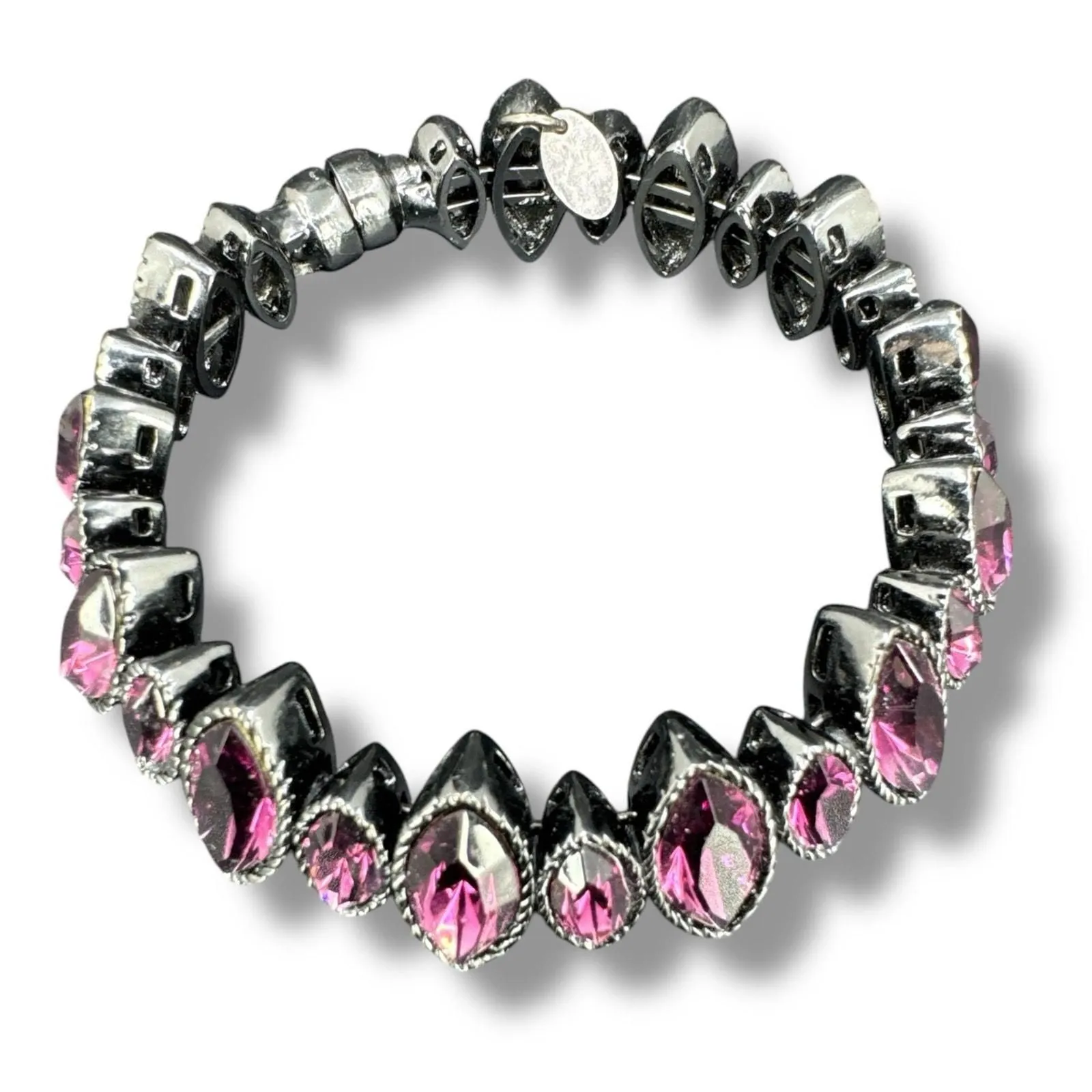 Product image for Cara Ny Bracelet Magnetic Closure Pink Faux Stone Black Metal Signed - pre-owned---good