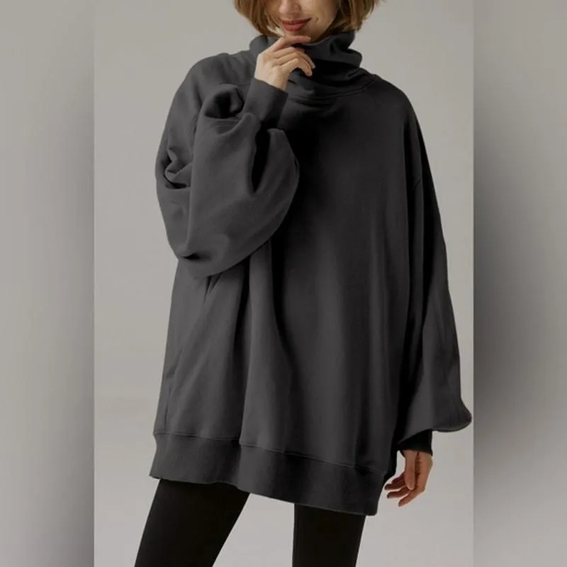 Product image for Nap women’s oversized boxy turtleneck, sweatshirt balloon sleeves, black - pre-owned---good - nap