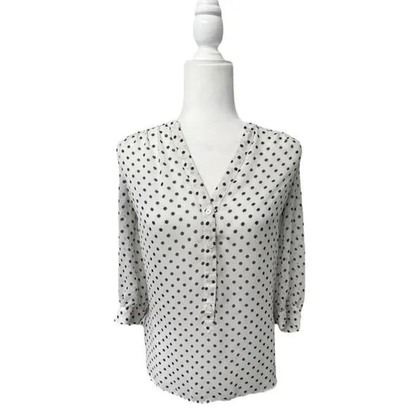 Product image for LC Lauren Conrad Black & White Polkadot Sheer Top - Size XS