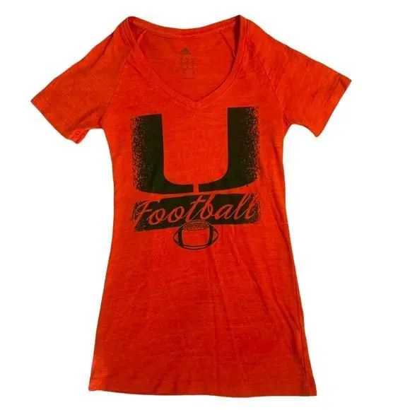 Product image for Adidas Brand University of Miami Orange Football T-Shirt - Size Small