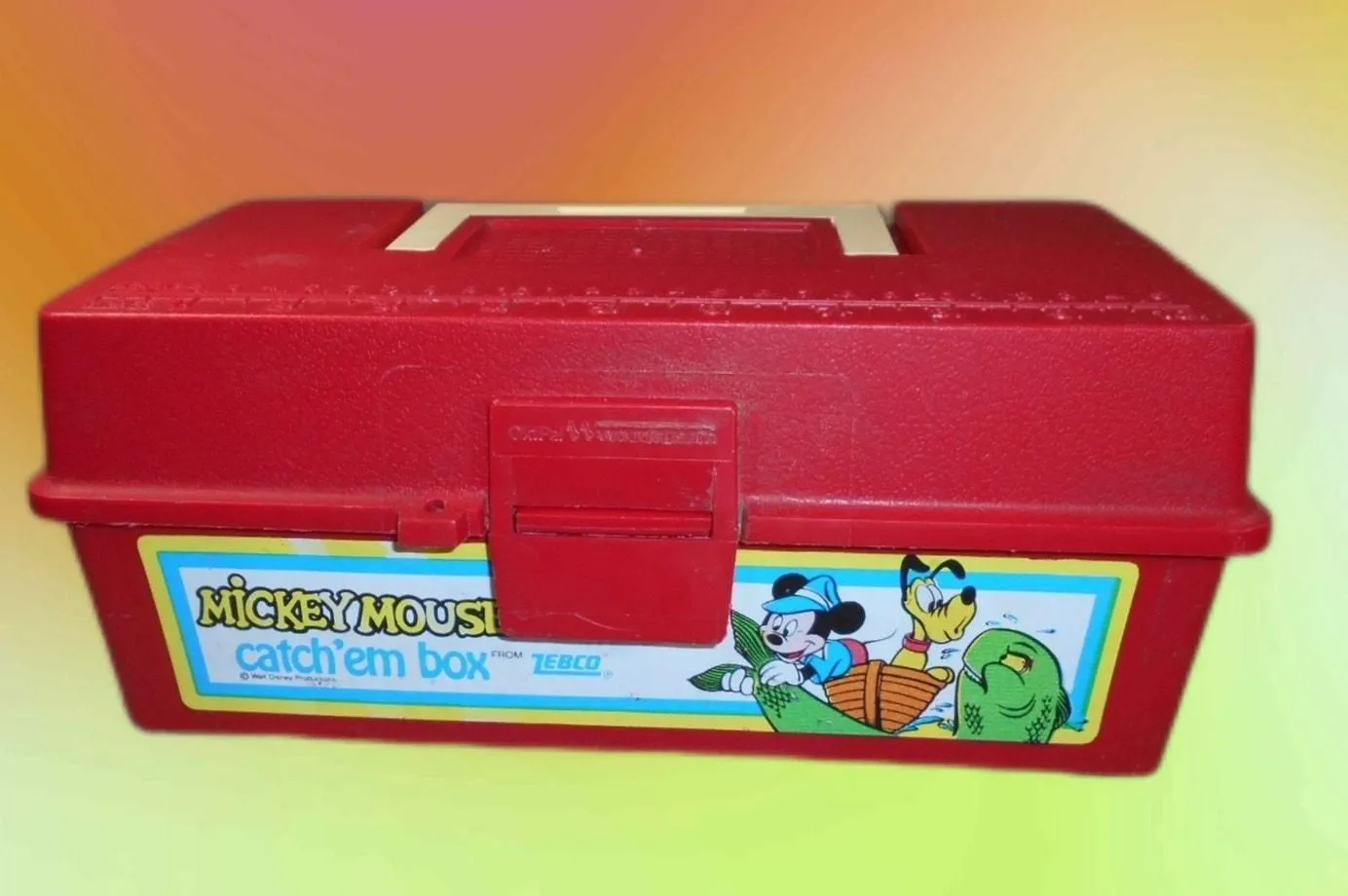 Vintage Disney Mickey Mouse Catch'em Box Red Zebco Fishing Tackle Box w/  Tray  Whatnot: Shop, Sell, Connect
