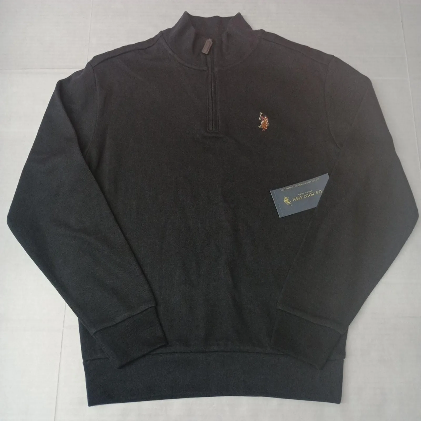 Polo Sweater Men's Size S Small Black Quarter-Zip