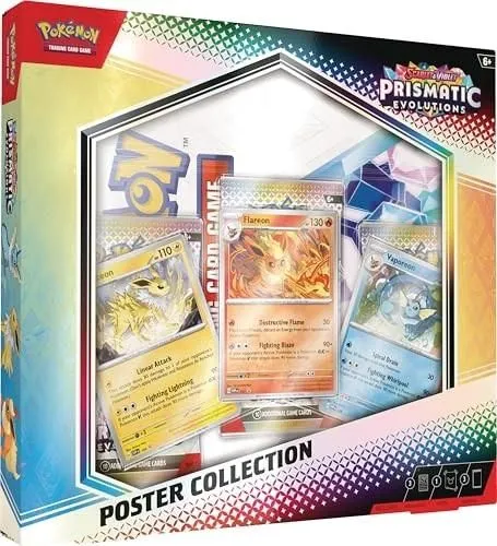 Product image for Pokémon TCG: Scarlet & VioletPrismatic Evolutions Poster Collection (3 Booster Packs & 3 Foil Promo Cards)