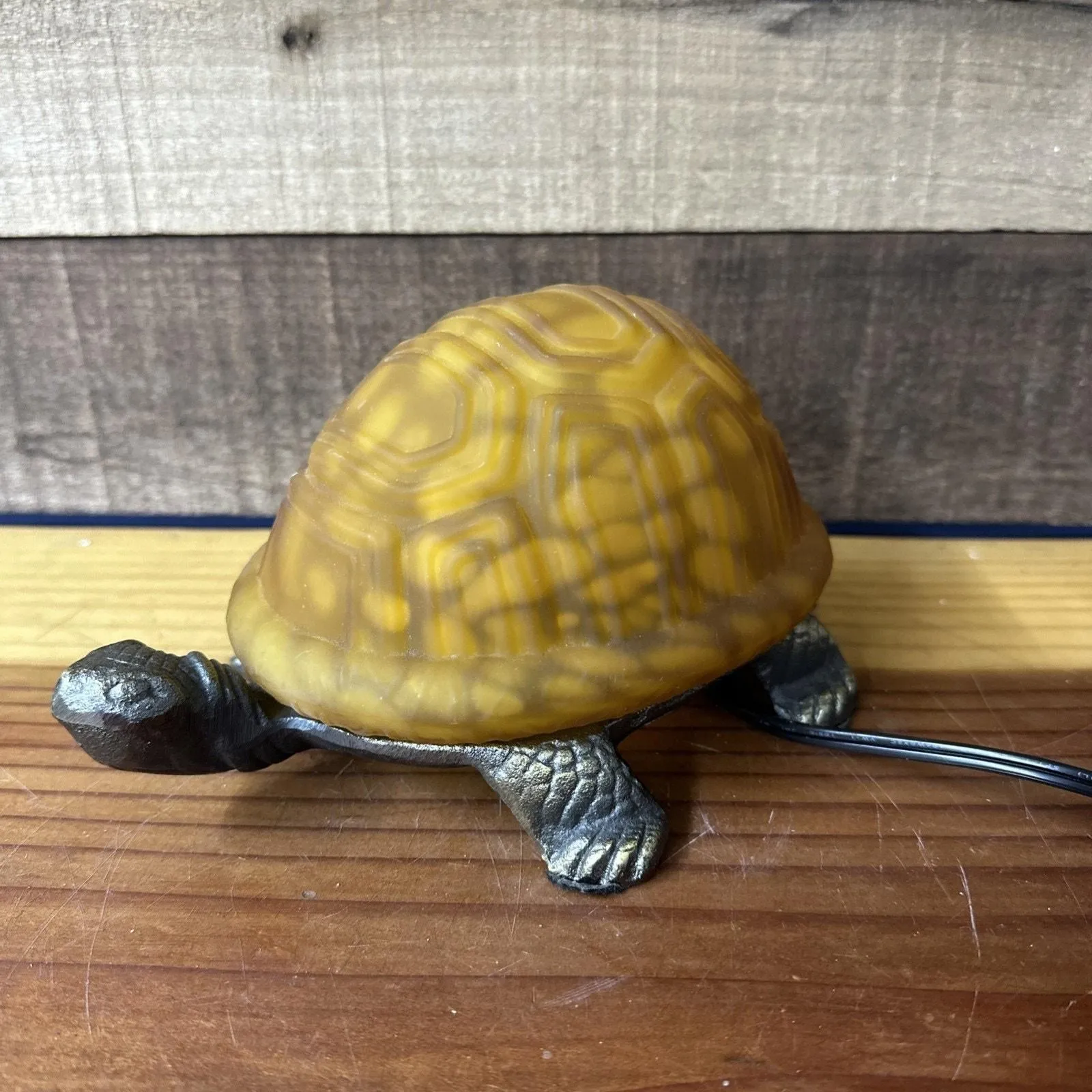 Product image for Amber Spotted Glass Turtle Night Light Lamp