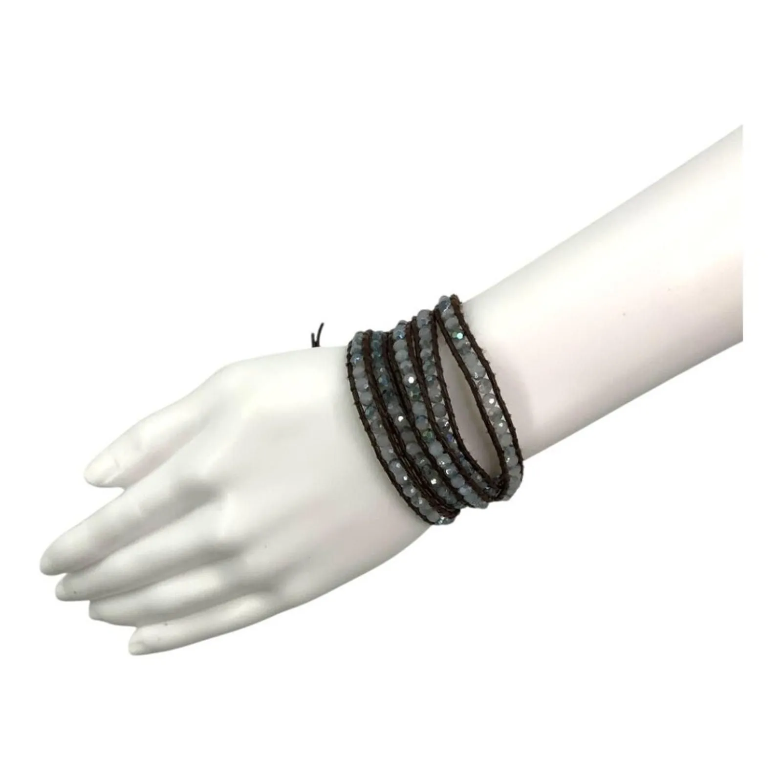 Product image for Victoria Emerson Beaded Wrap Bracelet Iridescent Gray Brown $48 MSRP
