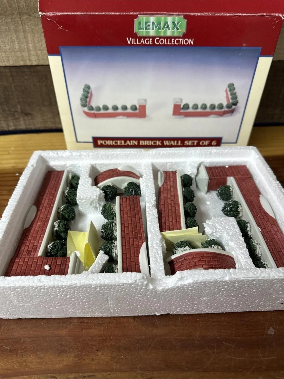 Product image for Lemax Village Collection Porcelain Brick Wall Set Of 6 Accessories In Box 1992