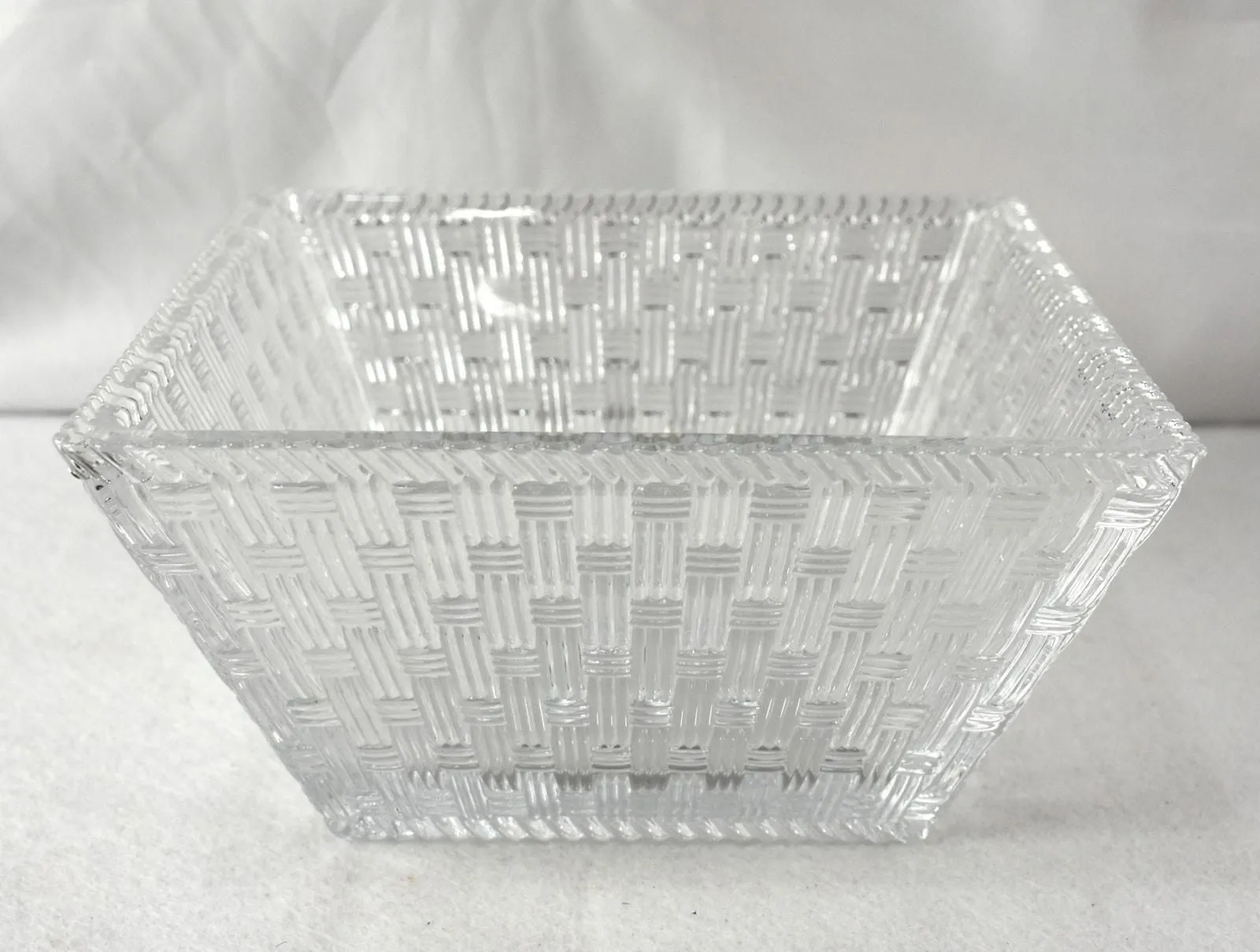 Product image for Tiffany & Co. Crystal Woven Square Bowl 8" With Box 