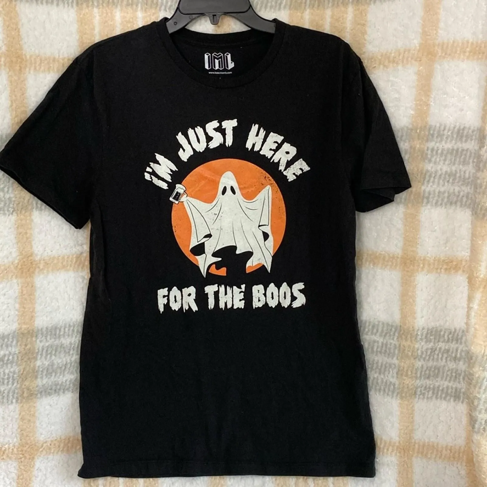 Product image for Here for the Boos Tee Size L Isaacs Morris Black Orange White Ghost Mug - Issac Morris