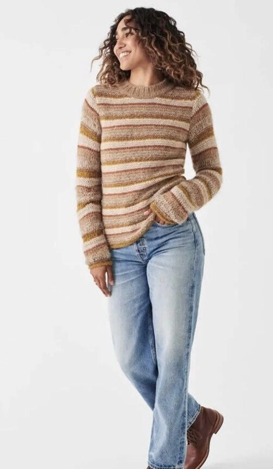 Product image for Women's Faherty Ridgewood Stripe Mixed Yarn Sweater Sz XS - pre-owned---good - Faherty