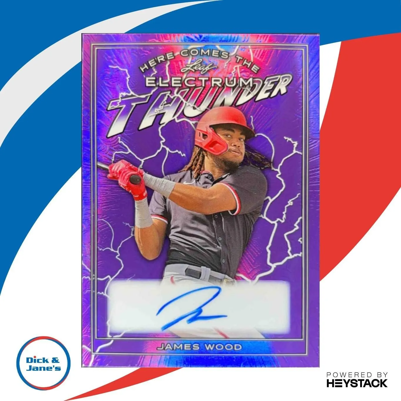 Product image for 2024 Leaf Electrum James Wood Here Comes The Thunder Purple 17/25 #HCT-JW2 Auto - Excellent - Baseball - HCT-JW2 - N/A - James Wood - Electrum - N/A - true - Here Comes The Thunder Purple