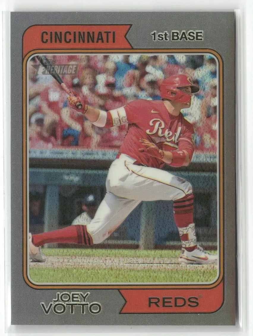 Product image for 2023 Topps Heritage #421 Joey Votto Chrome Silver Refractor #/374