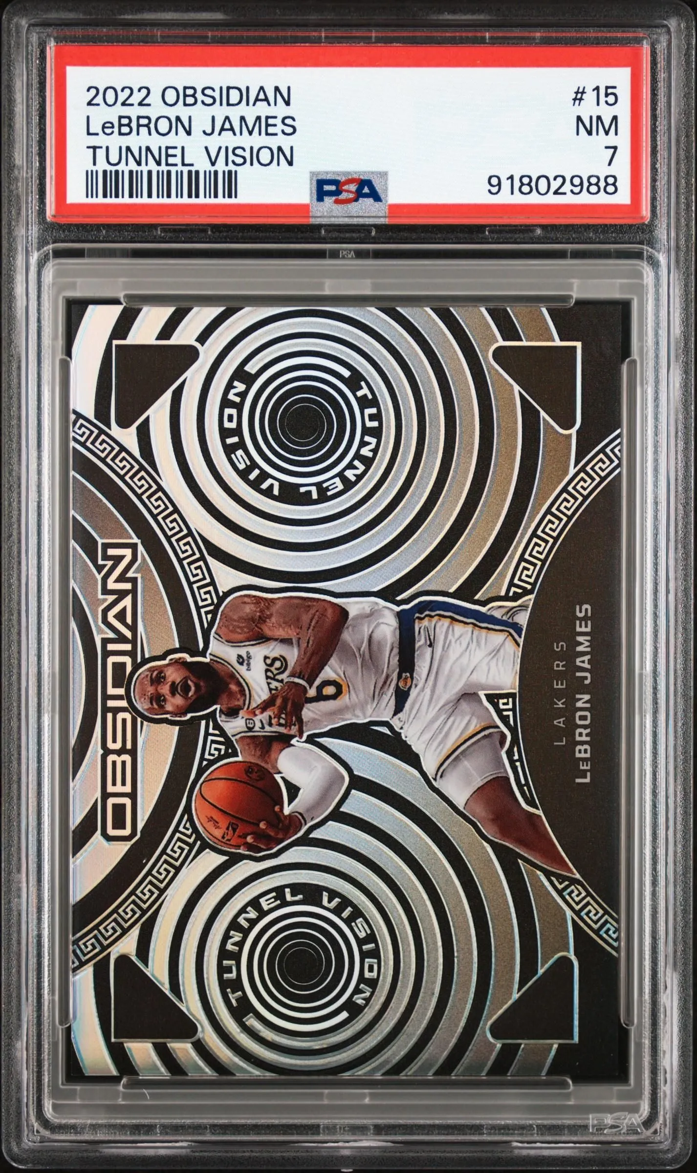 Product image for 2022 Panini Obsidian Tunnel Vision #15 Lebron James PSA 7