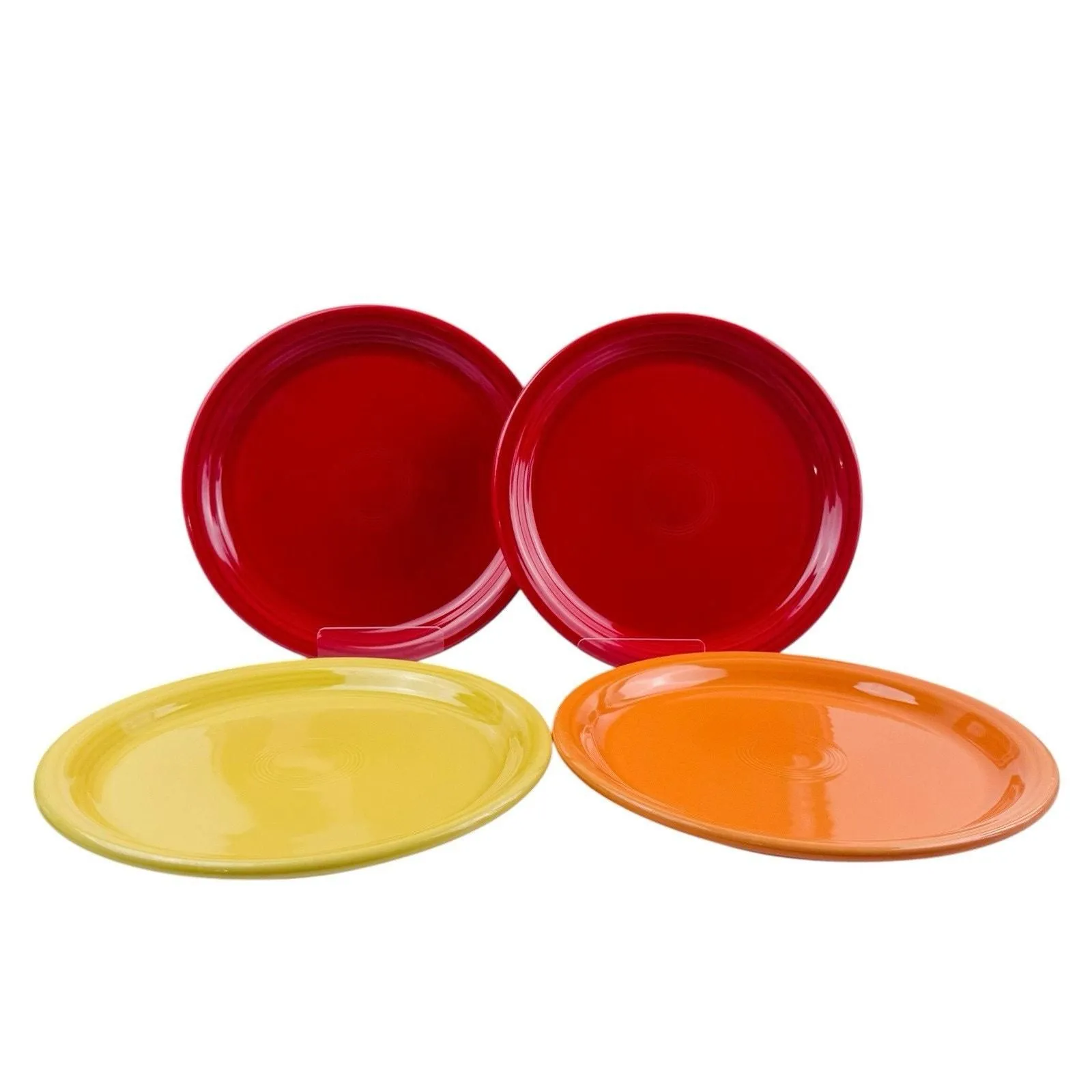 Product image for Set Of 4 Fiestaware Homer Laughlin 9” Lunch Plates 2 Red Yellow Orange - pre-owned---good