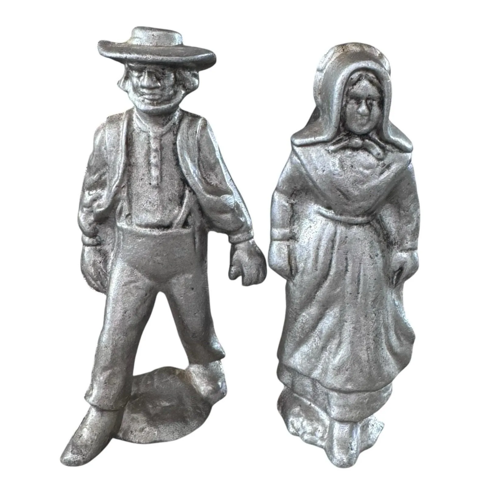Product image for Vintage Cast Aluminum Amish Man & Woman 5” Tall Statue Figurine - good