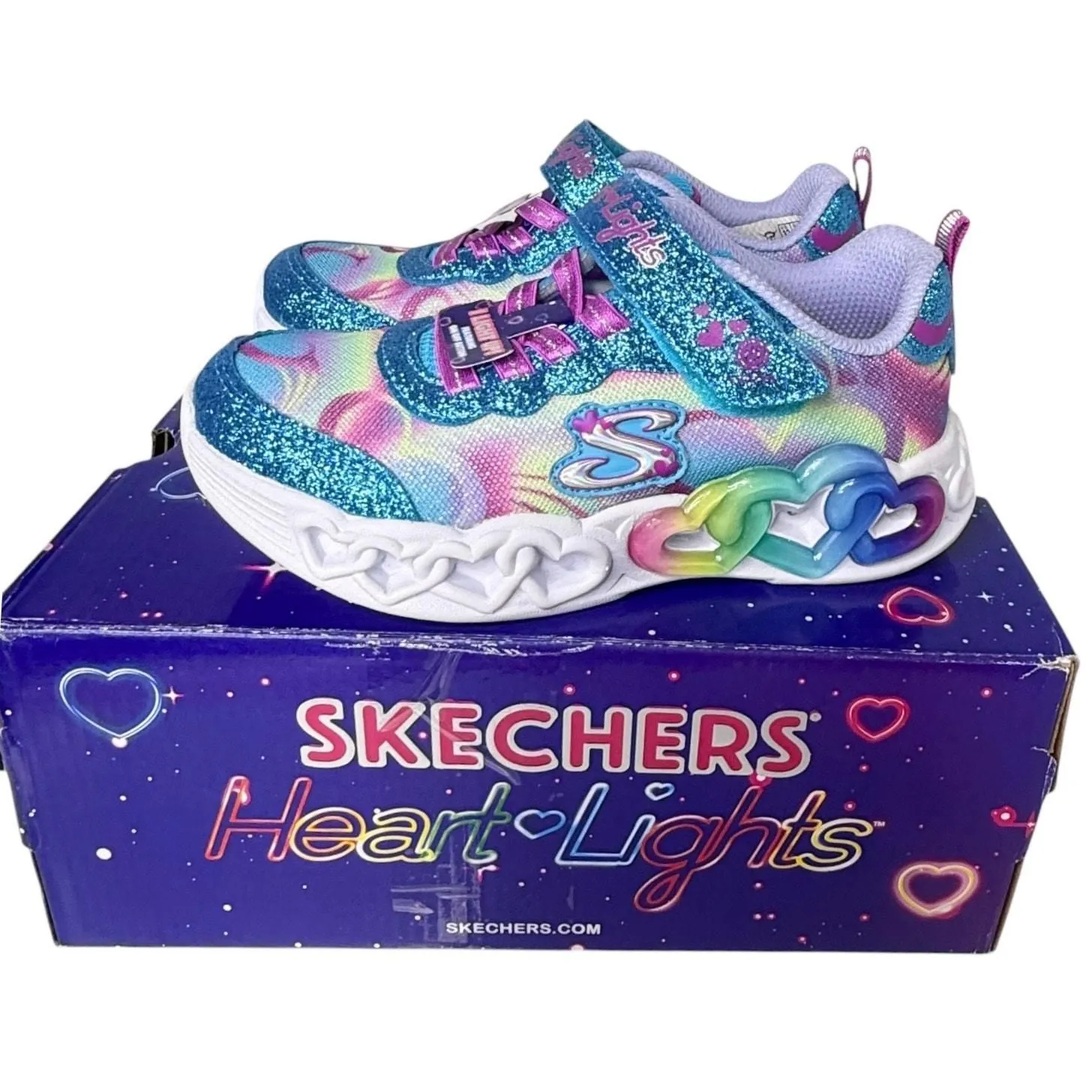 Product image for NEW Skechers Girls Kids Infinite Hearts Light SNEAKER SHOES SZ 12 Blue Pink BOX - 12 - Multicolor - Sneakers - new - Skechers