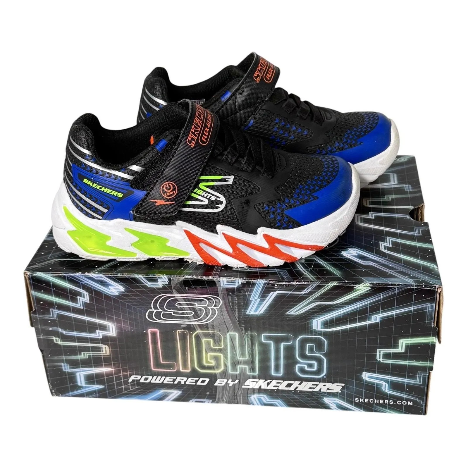 Product image for NEW Skechers Boys Kids S Lights Flex Glow Bolt SNEAKER SHOES Sz 11 Light Up BOX - Multicolor - Sneakers - 11 - new - Skechers