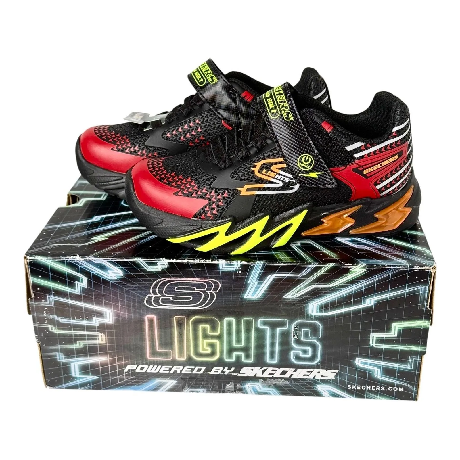 Product image for NEW Skechers Boys Kids S Lights Flex Glow Bolt SNEAKER SHOES 11 Blk Light Up Box - Multicolor - Sneakers - 11 - new - Skechers