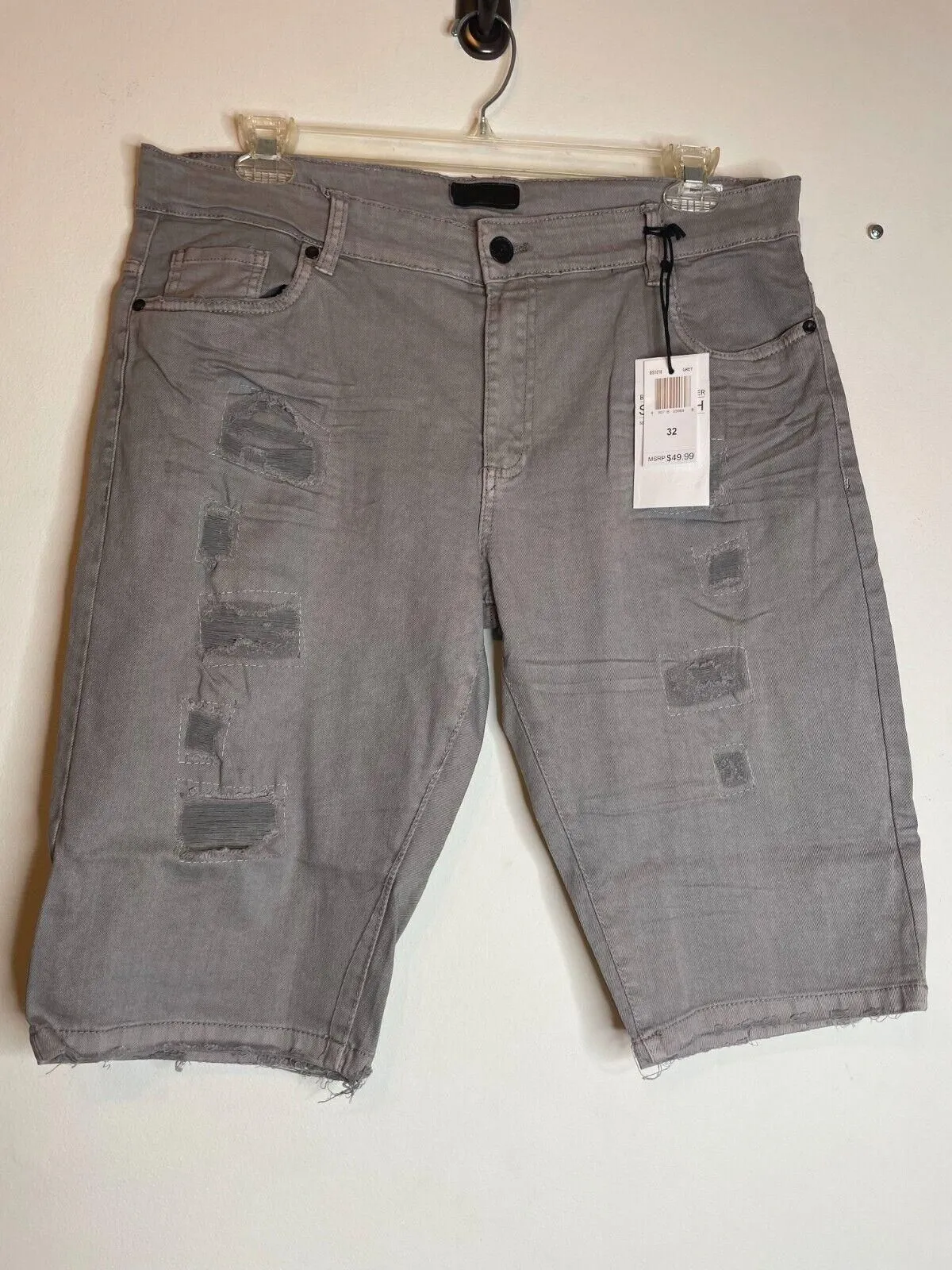 Product image for Bleecker & Mercer Slim Fit Mens Bermuda Shorts Gray Size 32 Distressed NWT - new-with-tags - Bleecker & Mercer
