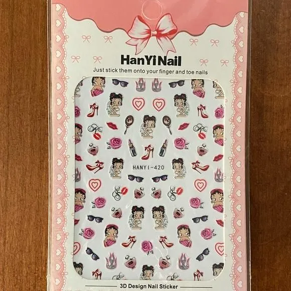 Product image for NIB Betty Boop 3D Nail Stckers Version 2
