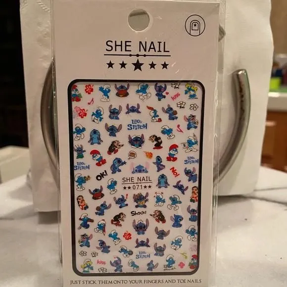 Product image for NIB Lelo & Stitch/Smurfs Nail Stickers