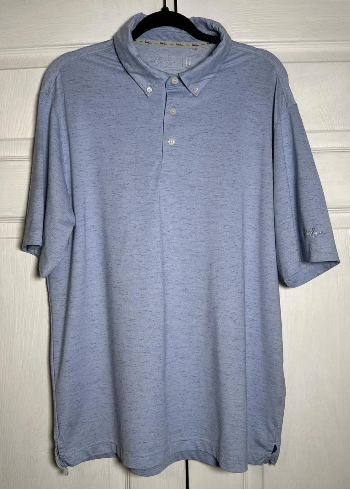 Product image for Men’s Walter Hagen 11 Majors Light Blue Heathered Short Sleeve Golf Polo Large - Walter Hagen