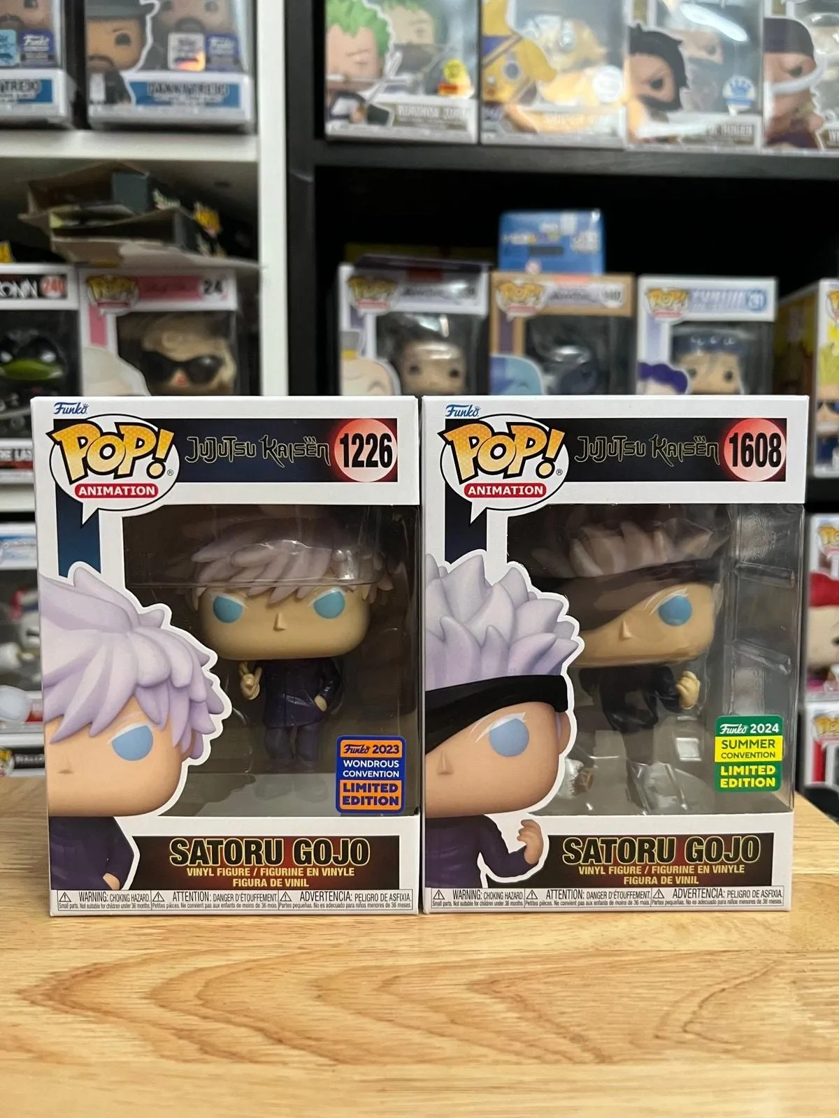 Product image for 2 LIMITED EDITION VAULTED Satoru Gojo Funko Pops #1226 #1608 Jujutsu Kaisen