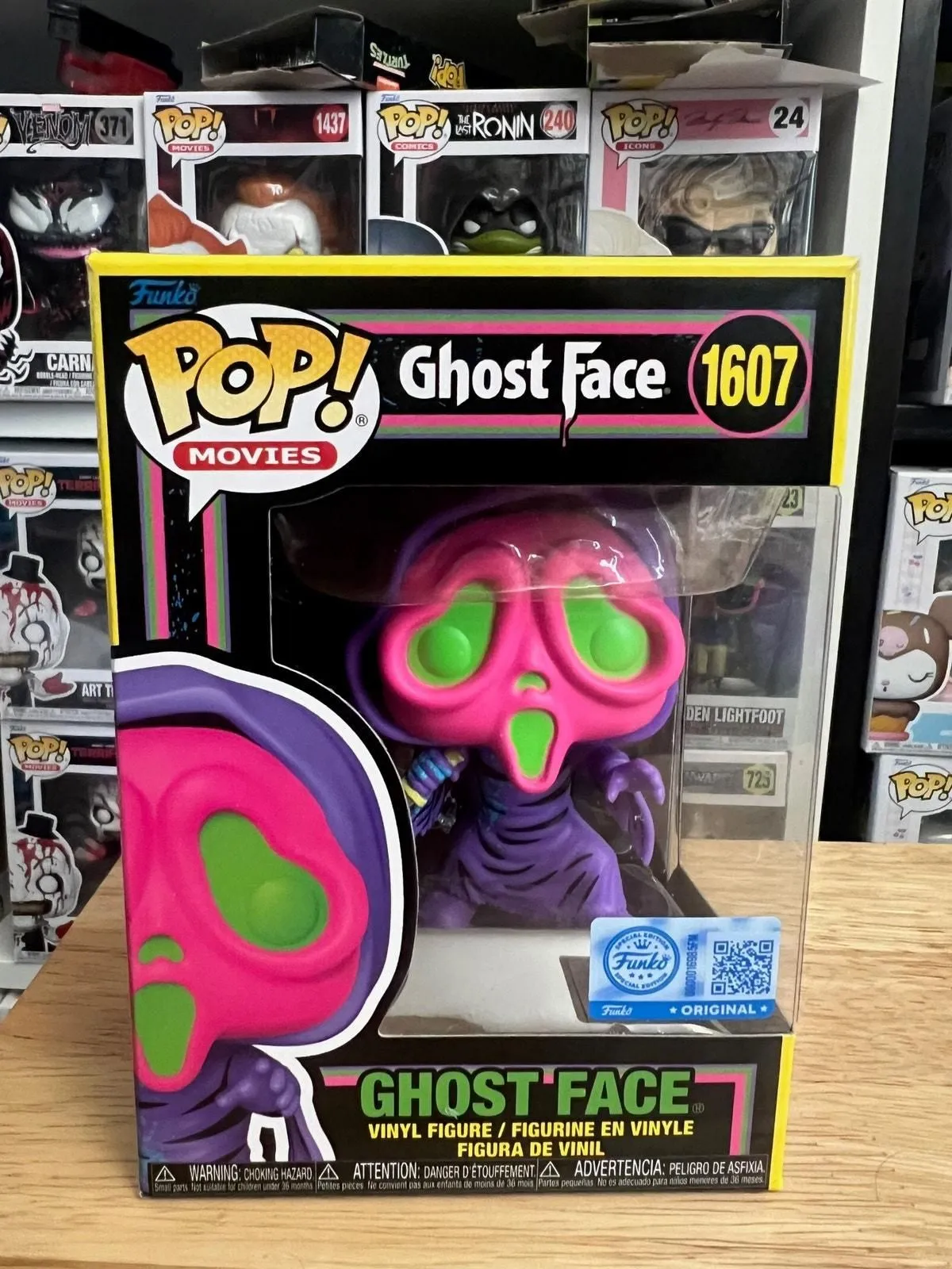 Product image for IN HAND BLACKLIGHT Ghost Face Scream Funko Pop Horror #1607 Ghostface Movies BL
