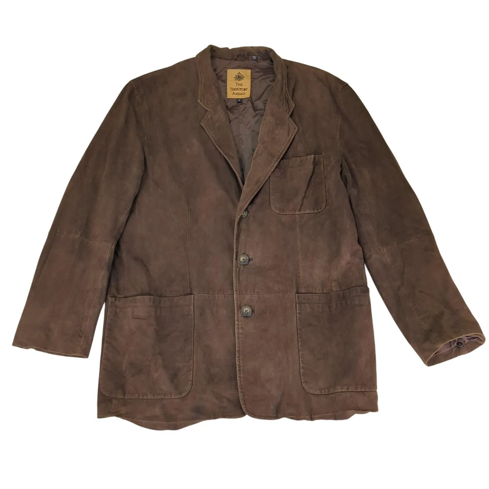 Product image for Vintage Territory Ahead Brown Suede Blazer Jacket Sport Coat Mens Large 3 Button - pre-owned---good