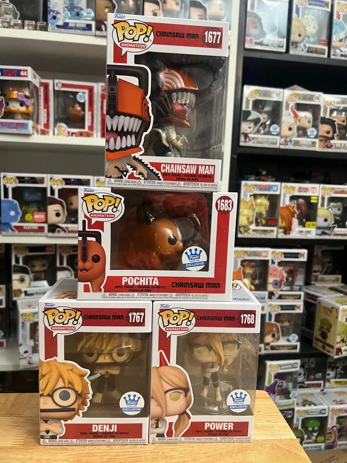 Product image for EXCLUSIVE Pochita Denji Power & Chainsaw Man Funko Pops Anime Animation Manga