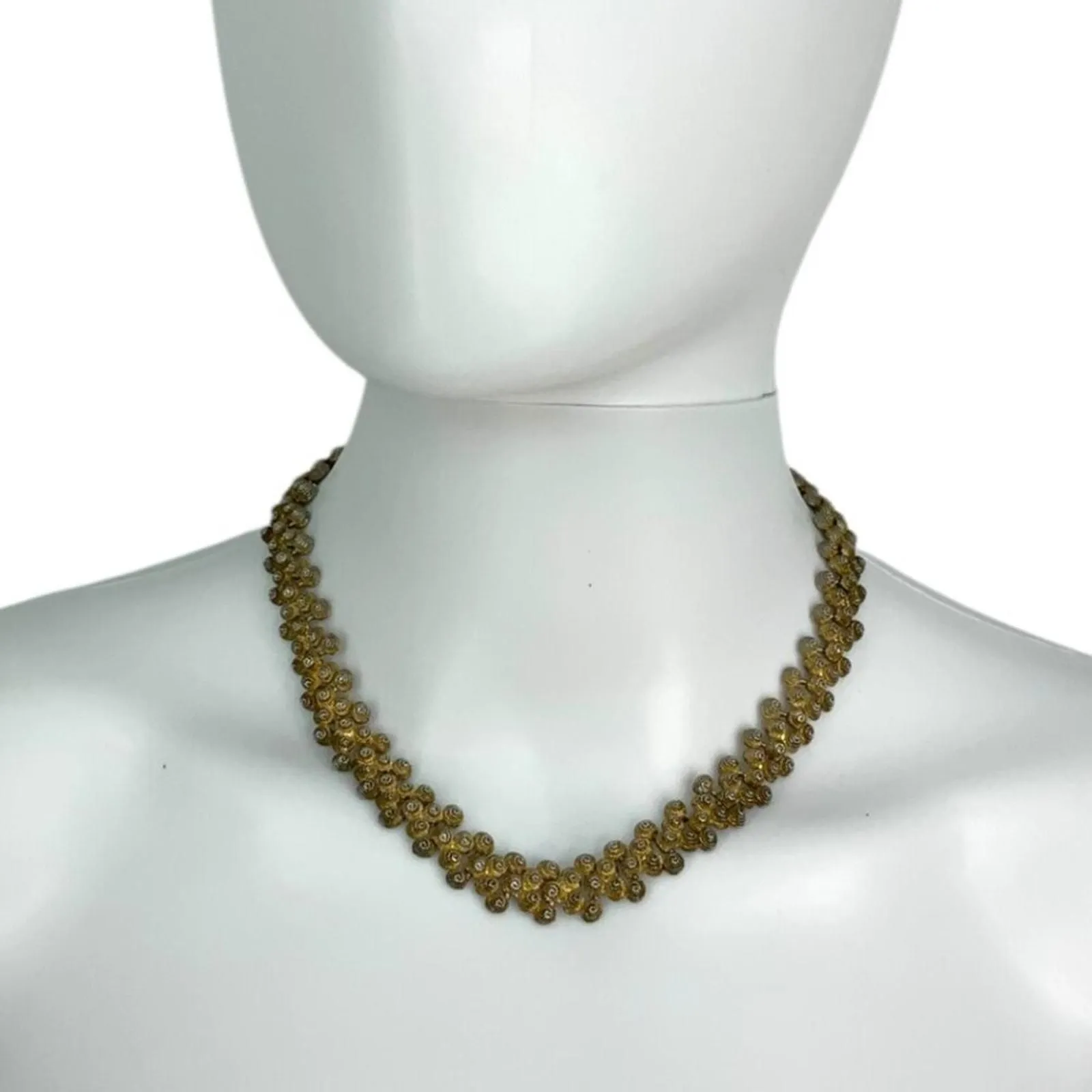 Product image for Vintage 70s 80s Mid Century Modern Bee Hive Gold Tone Choker Necklace Art Deco - pre-owned---good