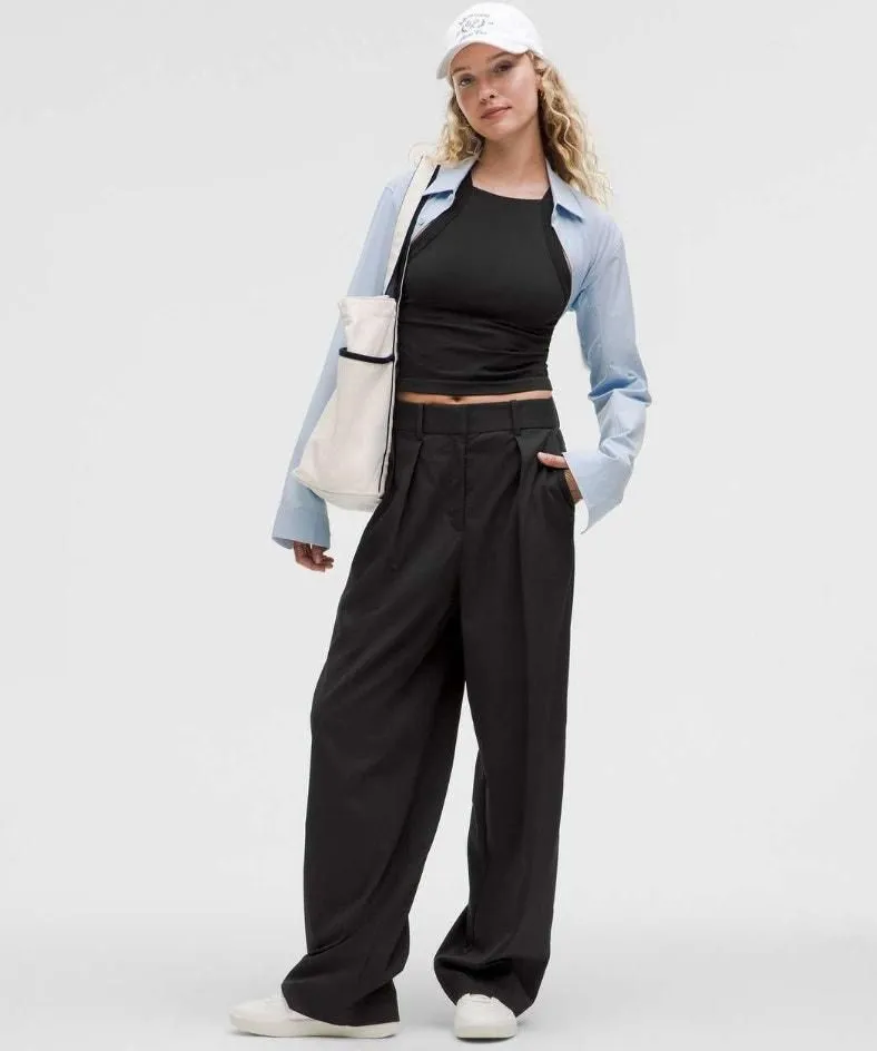 Product image for (10) NWT $148 Lululemon Pleat-Front High-Rise Trouser *Regular Black - Lululemon Athletica